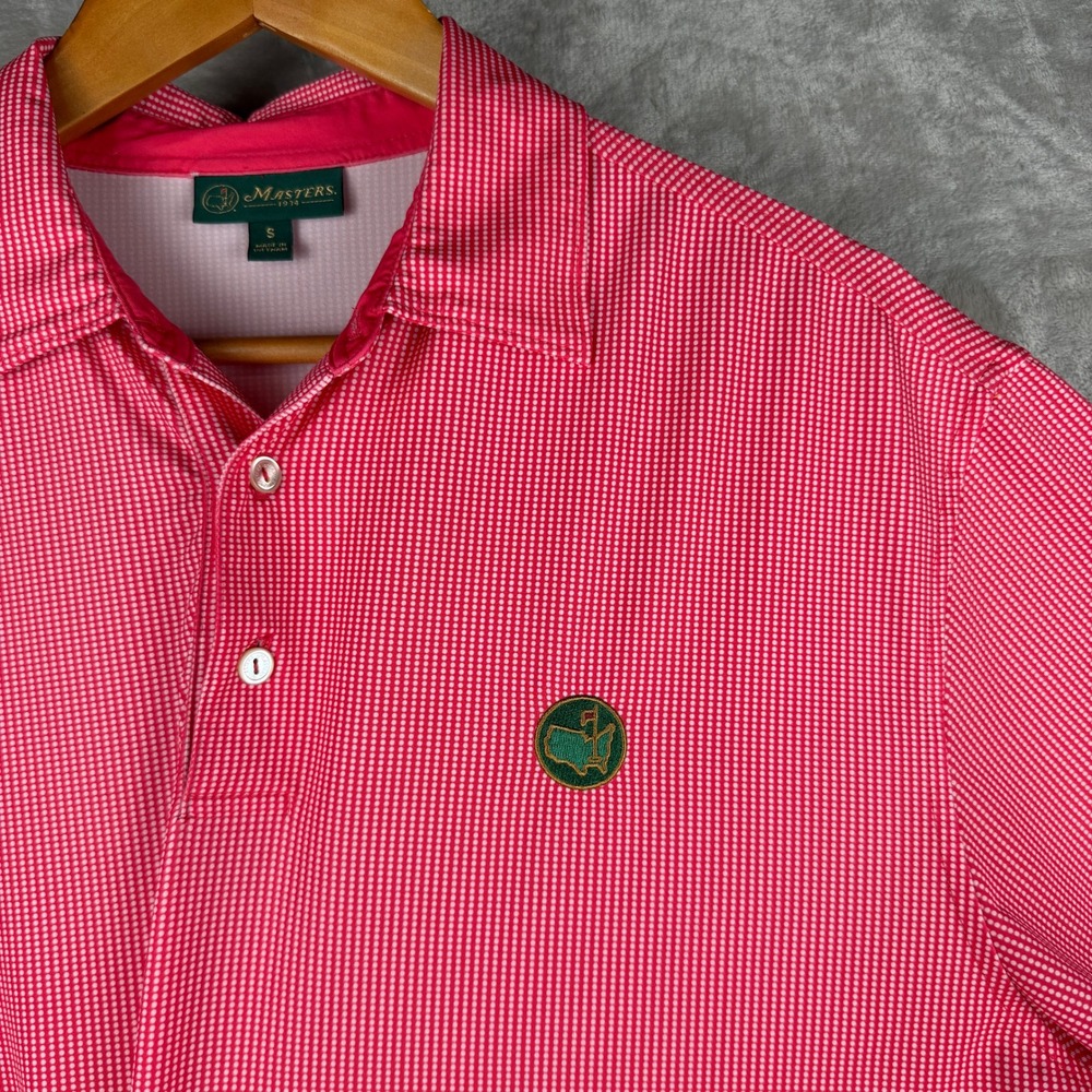 Masters Tournament Mens Red Micro Check Golf Polo Shirt MV2030-261 Size S